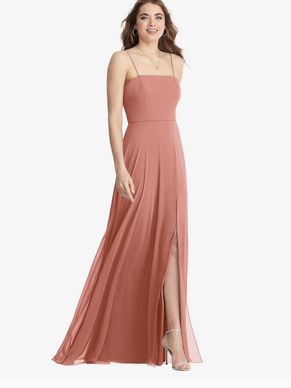 🧡 Dusty Orange Chiffon size 4Maxi Dress 🧡